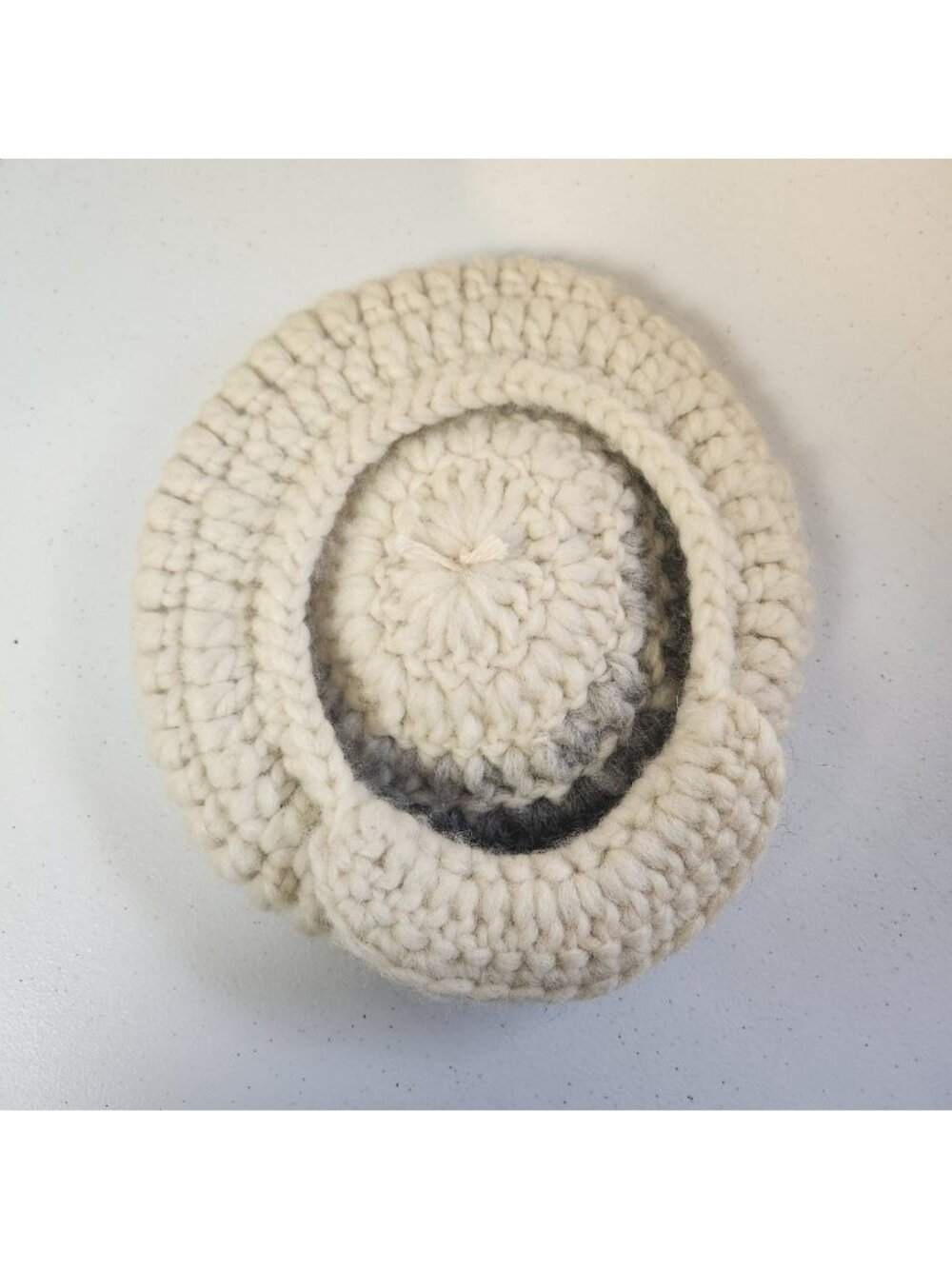 Handmade Vintage Wool Beige Beanie Winter Hat Touque Beret Womens Cowichan 90s - Picture 3 of 7